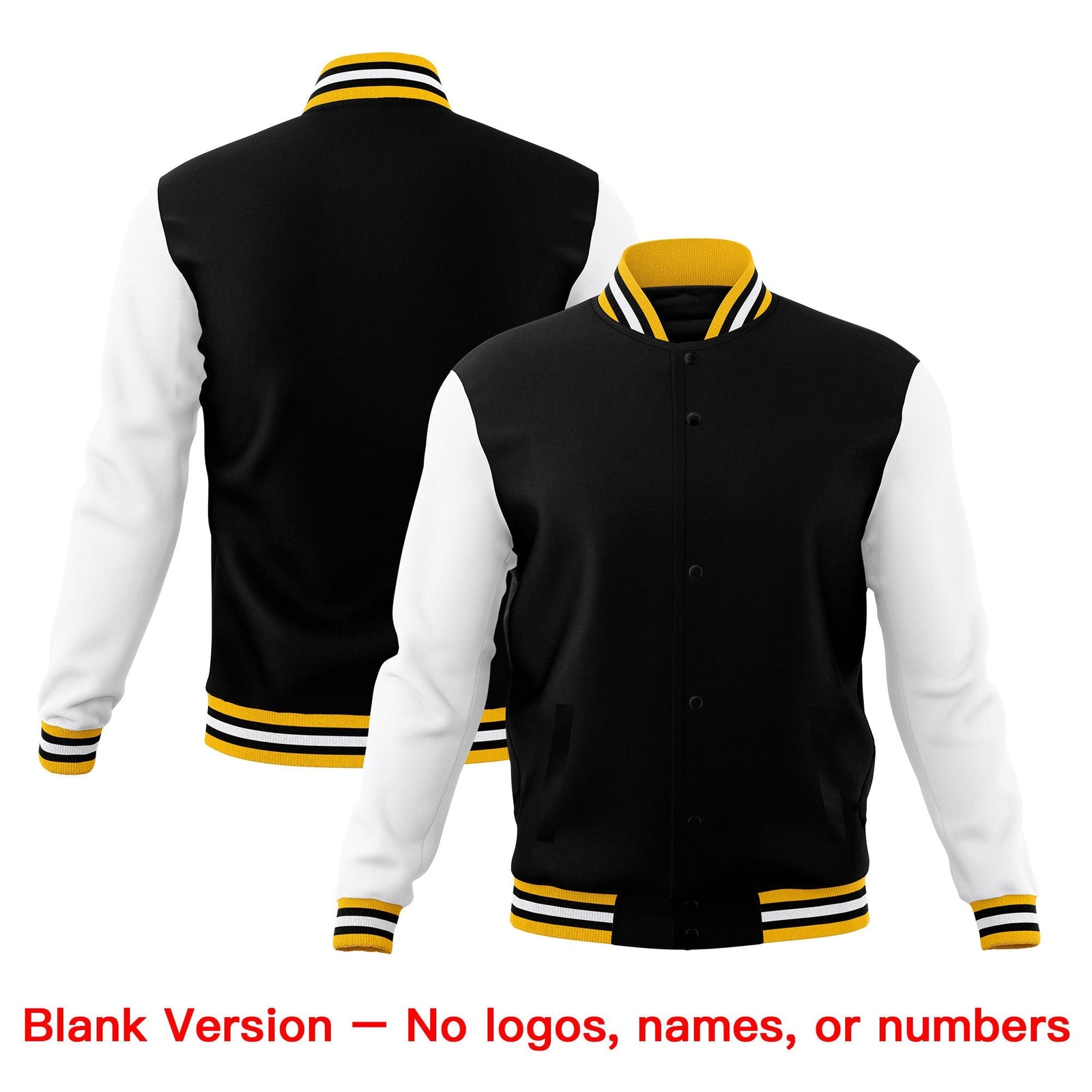 Custom Black Gold White Classic Style Full-Snap Wrinkle-Resistant Jacket| KXKSHOP