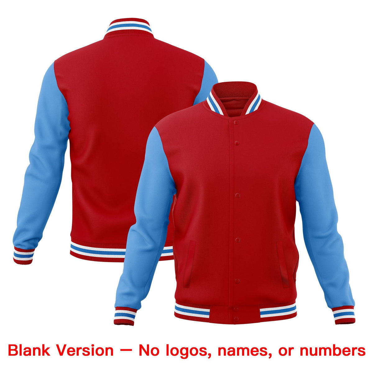 Custom Red White Light Blue Classic Style Full-Snap Breathable Jacket| KXKSHOP