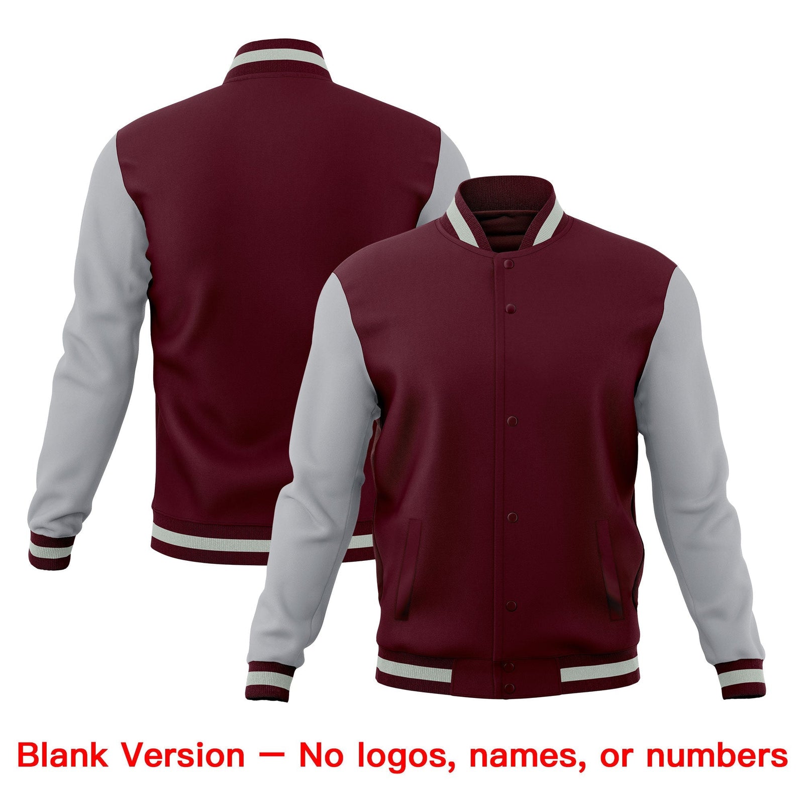 Custom Crimson Gray Classic Style Full-Snap Breathable Jacket| KXKSHOP