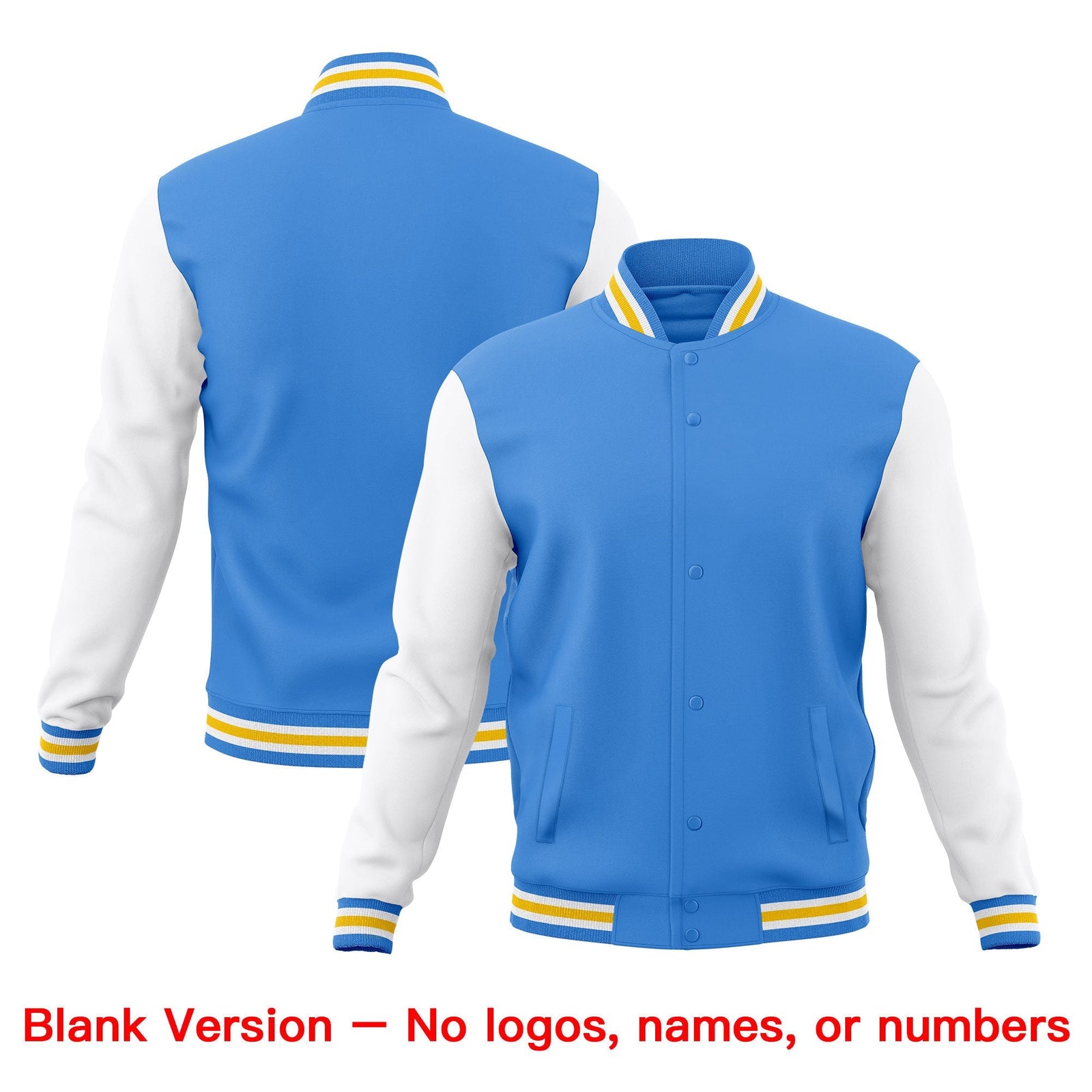 Custom Powder Blue Light Blue White Classic Style Full-Snap Wrinkle-Resistant Jacket| KXKSHOP