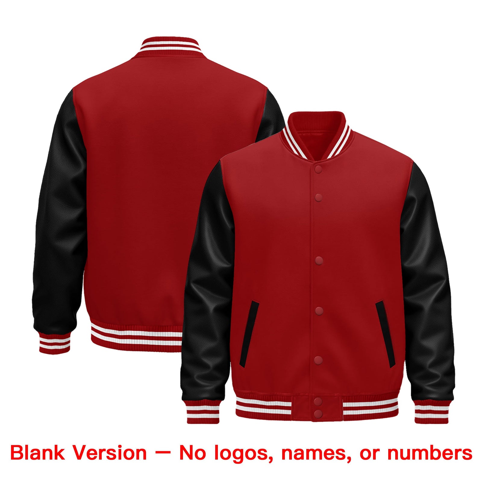 Custom Cream Black Red Raglan Sleeves Varsity Full-Snap Leather Sleeves Letterman Jacket| KXKSHOP