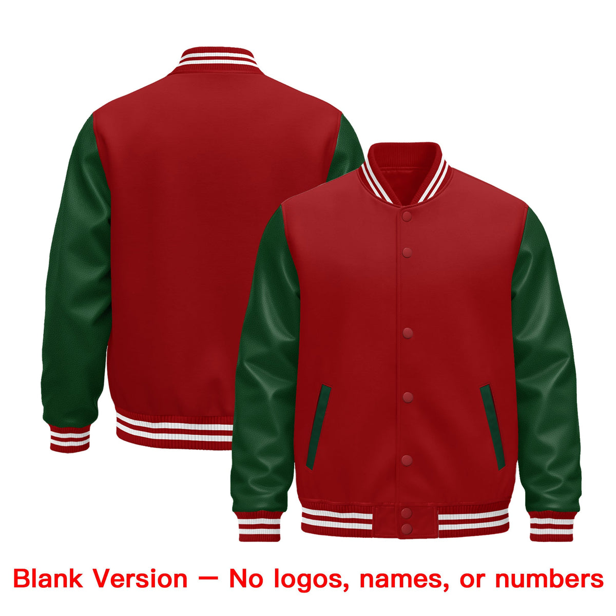 Custom Cream Dark Green Red Raglan Sleeves Varsity Full-Snap Leather Sleeves Letterman Jacket| KXKSHOP