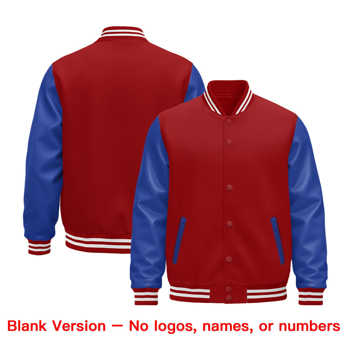 Custom Cream Royal Blue Red Raglan Sleeves Varsity Full-Snap Leather Sleeves Letterman Jacket| KXKSHOP