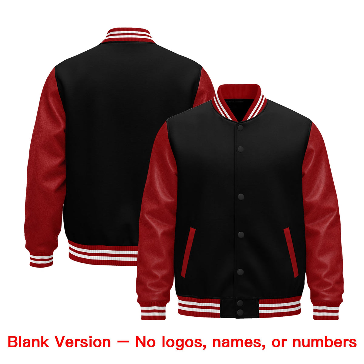 Custom Black Red White Kelly Green Raglan Sleeves Varsity Full-Snap Letterman Jacket| KXKSHOP