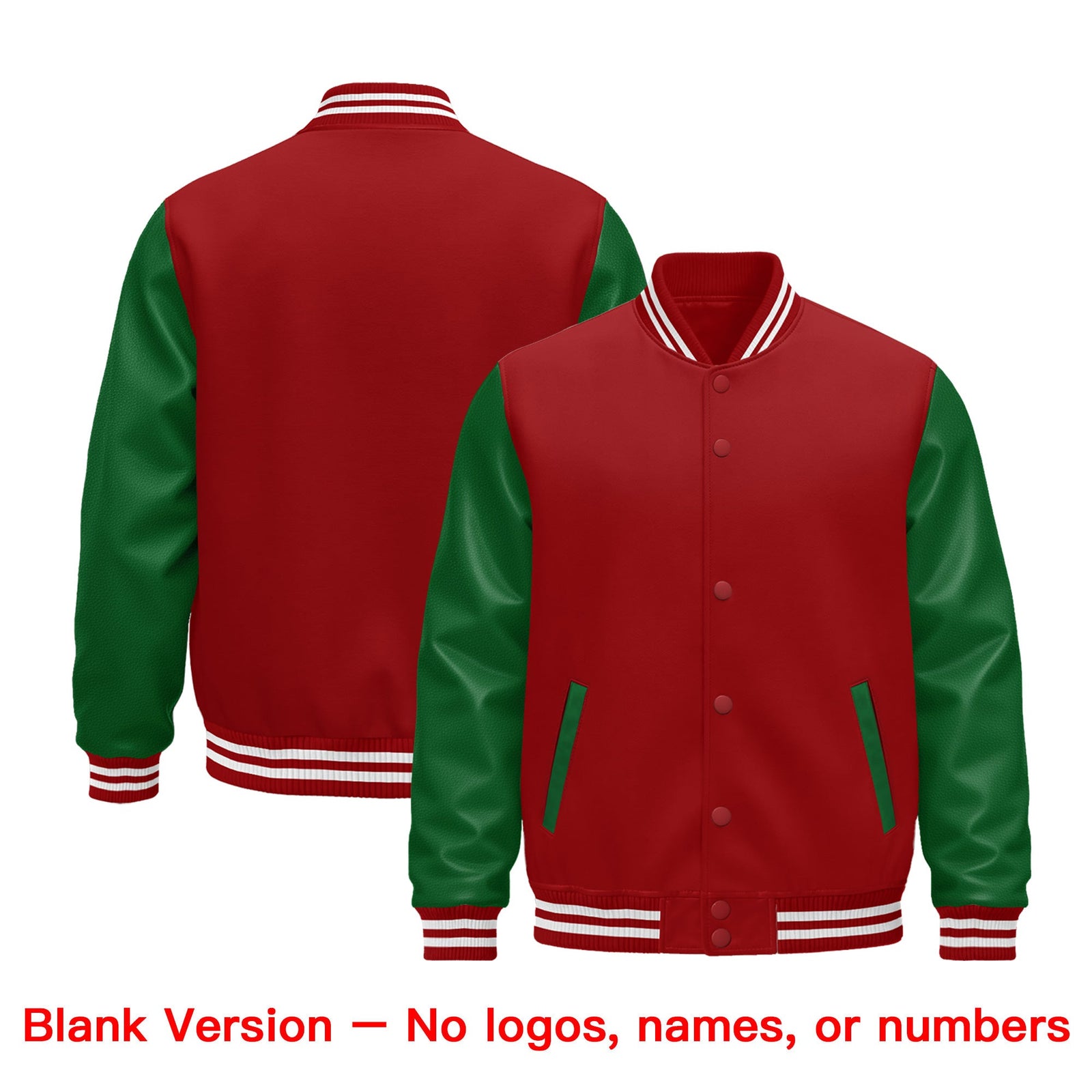 Custom Cream Kelly Green Red Raglan Sleeves Varsity Full-Snap Leather Sleeves Letterman Jacket| KXKSHOP