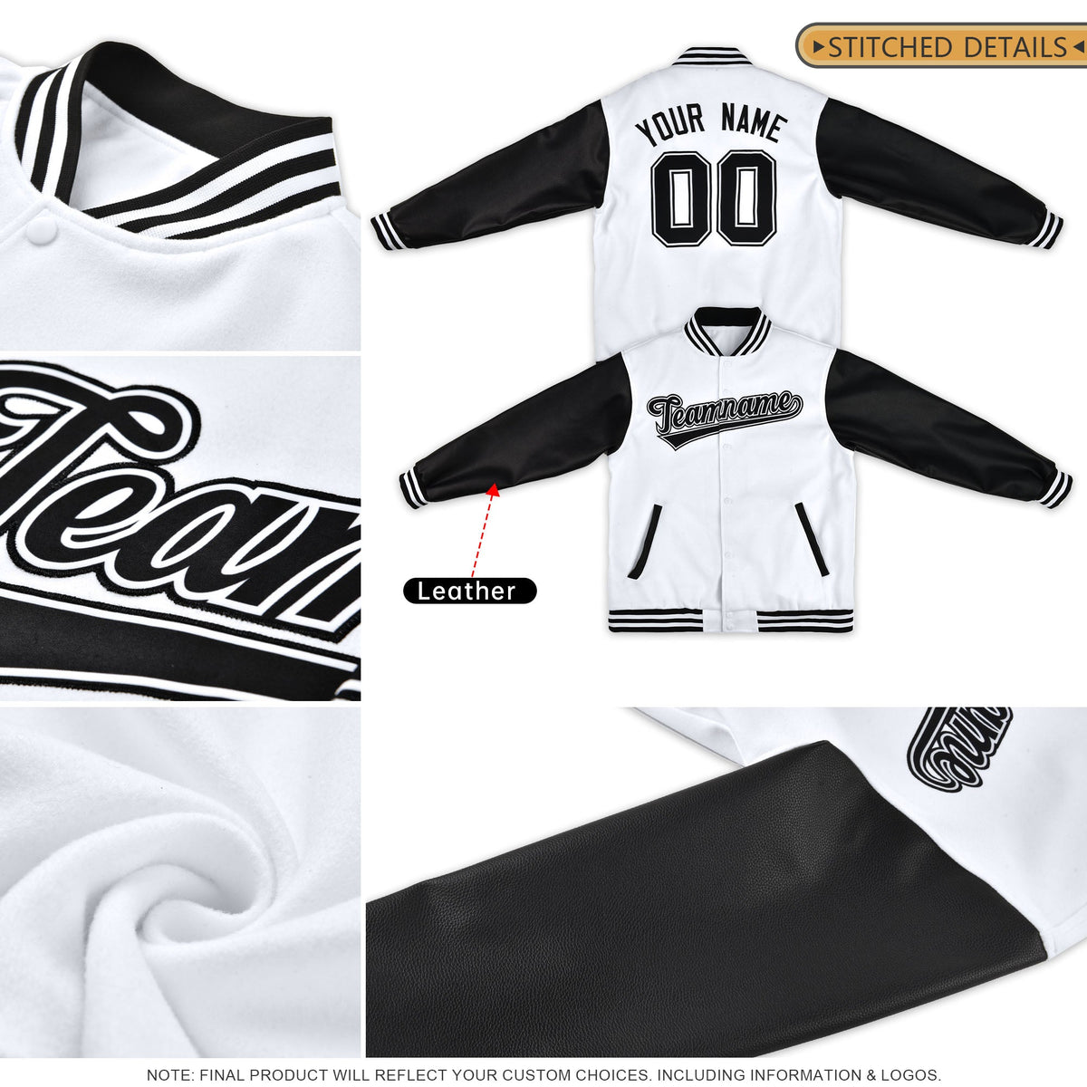 Custom Dark Green Gold White Raglan Sleeves Varsity Full-Snap Leather Sleeves Letterman Jacket| KXKSHOP