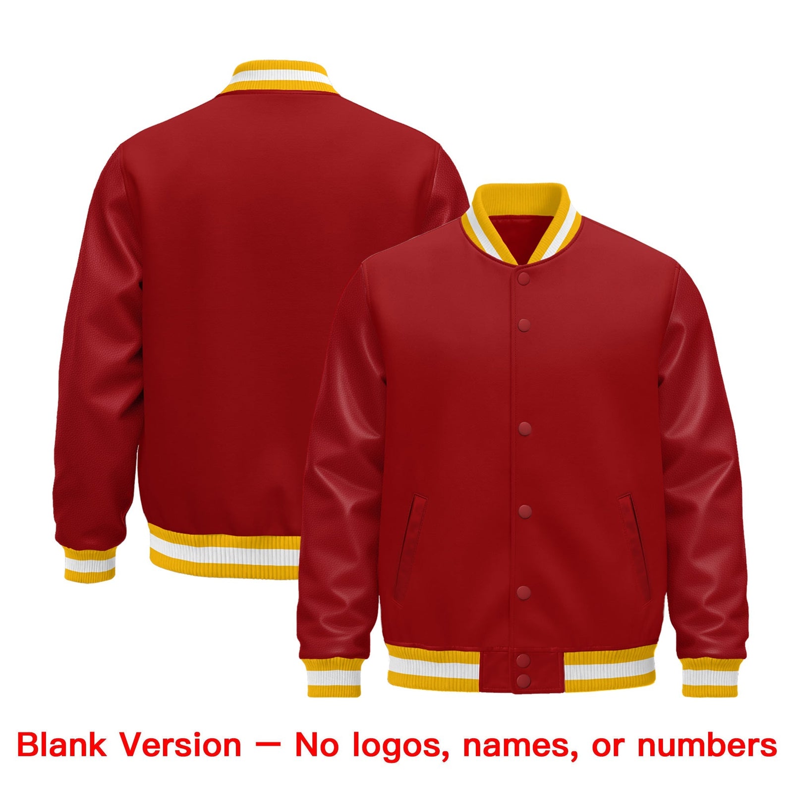 Custom Red White Classic Style Leather Sleeves Wrinkle-Resistant Jacket| KXKSHOP