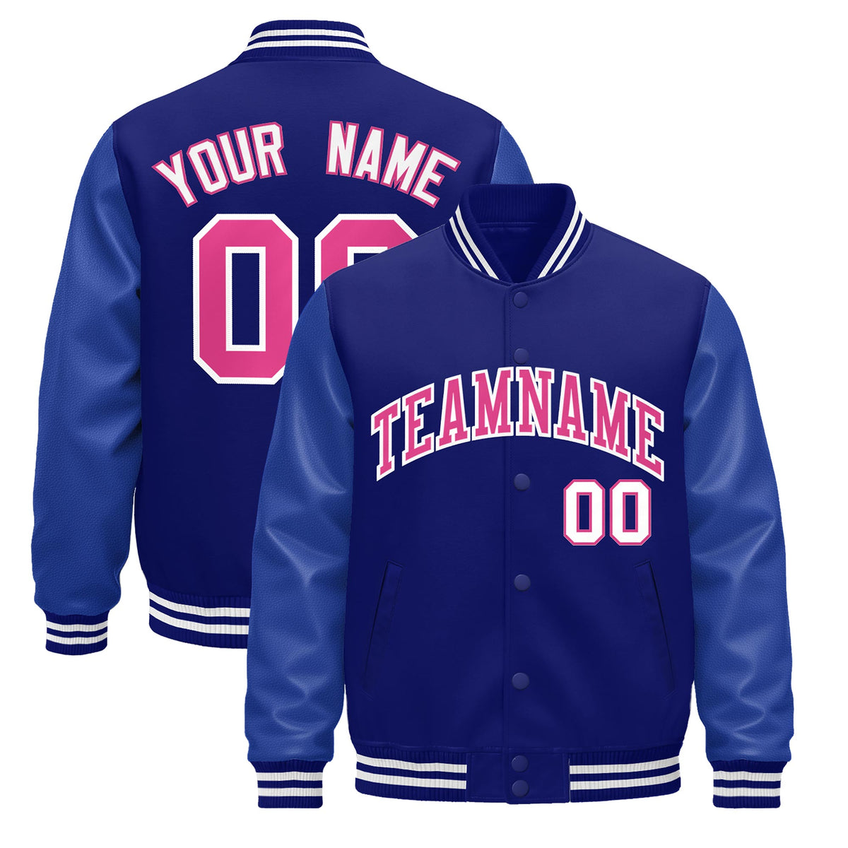 Custom White Navy Powder Blue Classic Style Leather Sleeves Wrinkle-Resistant Jacket| KXKSHOP