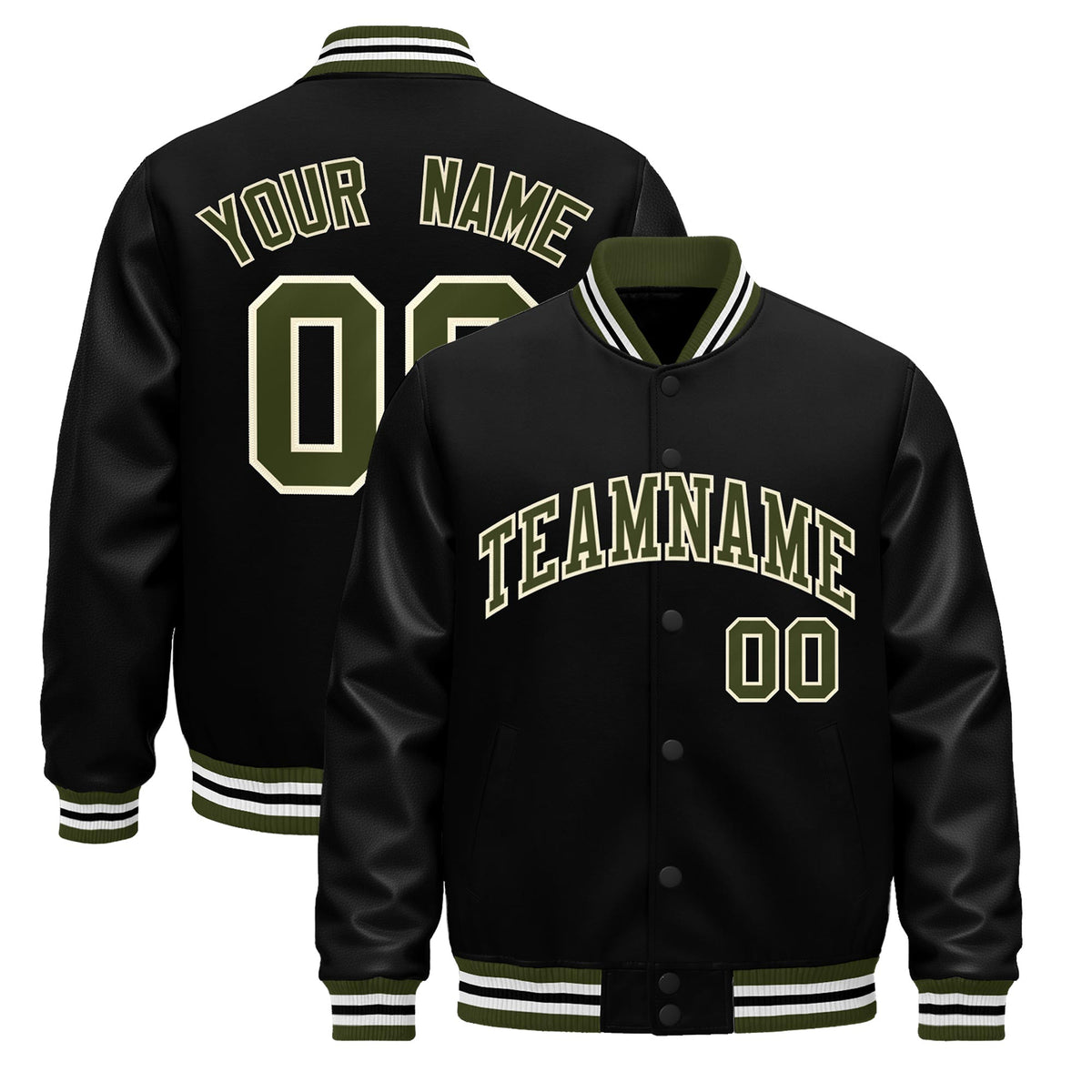 Custom Black Olive White Classic Style Leather Sleeves Wrinkle-Resistant Jacket| KXKSHOP