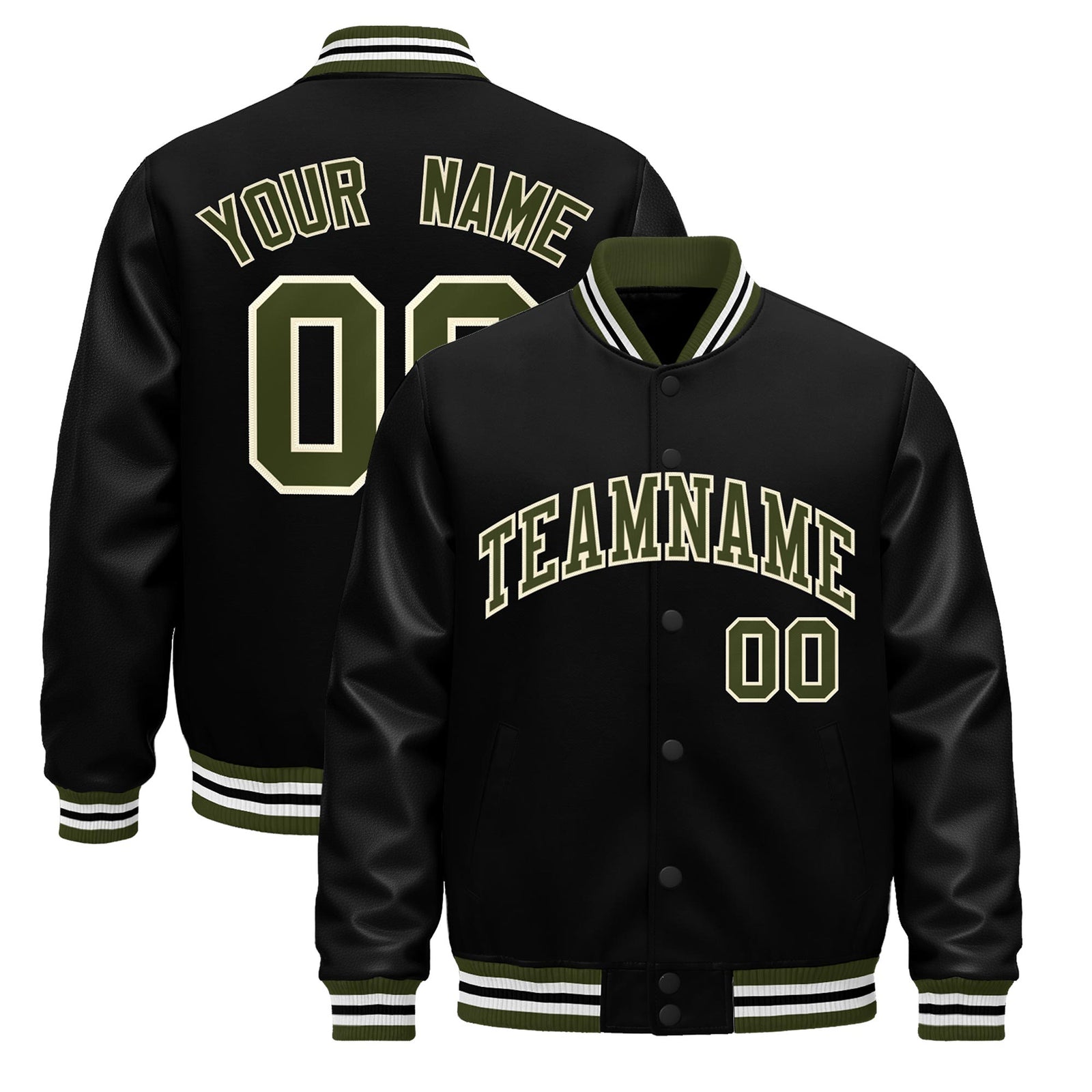 Custom Black White Jacket - Classic Style Leather Sleeves Wrinkle-Resistant