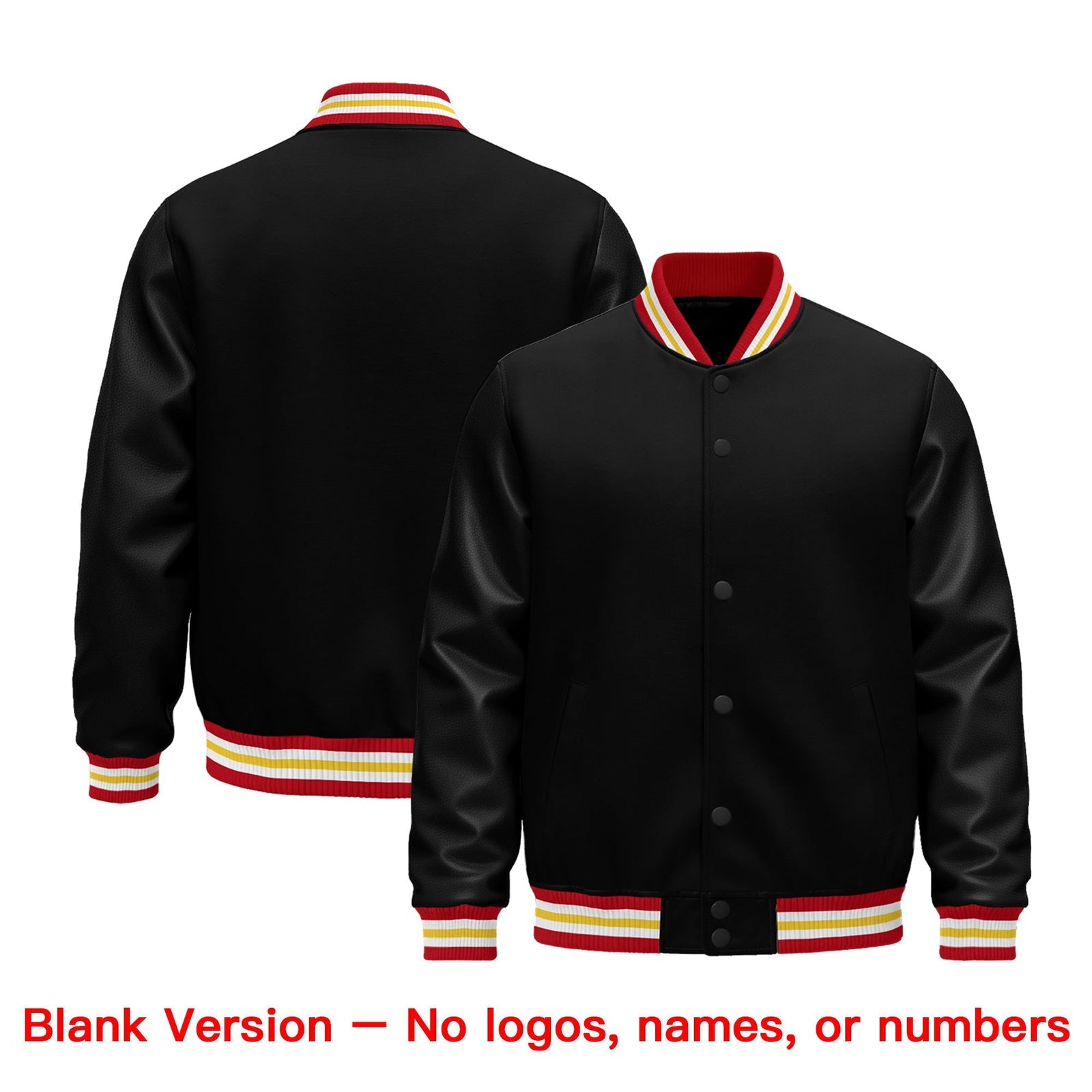 Custom Black Red White Classic Style Leather Sleeves Wrinkle-Resistant Jacket| KXKSHOP