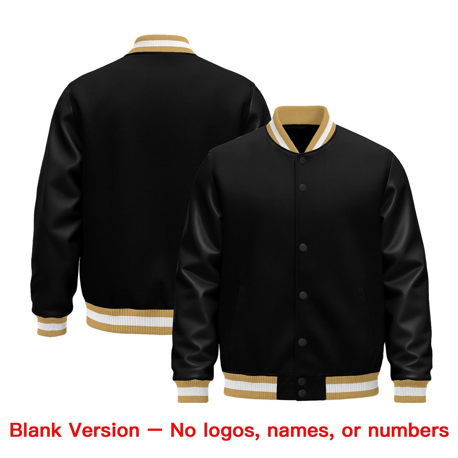 Custom Black Old Gold White Classic Style Leather Sleeves Wrinkle-Resistant Jacket| KXKSHOP