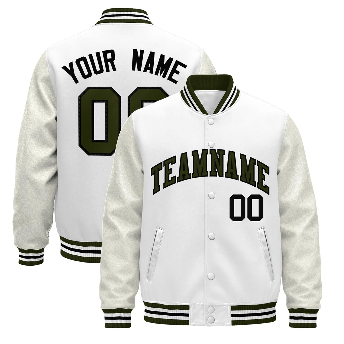 Custom White Olive Black Classic Style Leather Sleeves Wrinkle-Resistant Jacket| KXKSHOP