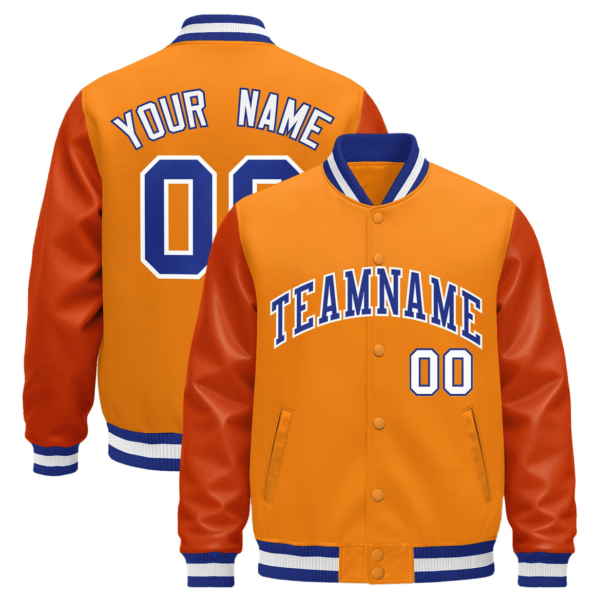 Custom Royal Blue White Classic Style Leather Sleeves Wrinkle-Resistant Jacket| KXKSHOP