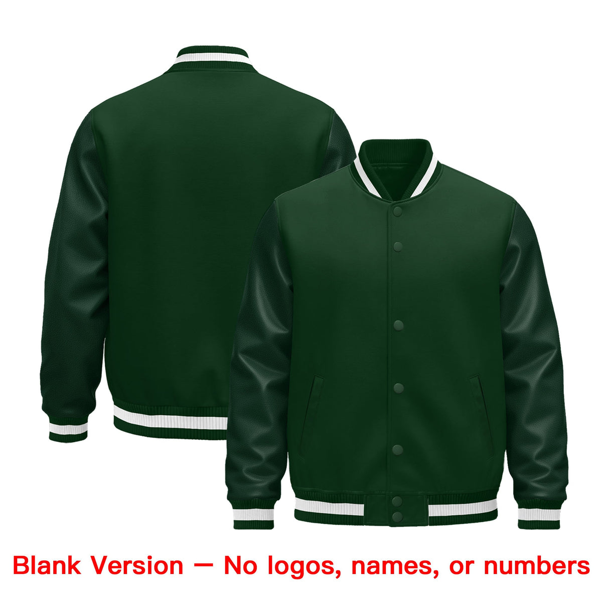 Custom Green White Classic Style Leather Sleeves Wrinkle-Resistant Jacket| KXKSHOP
