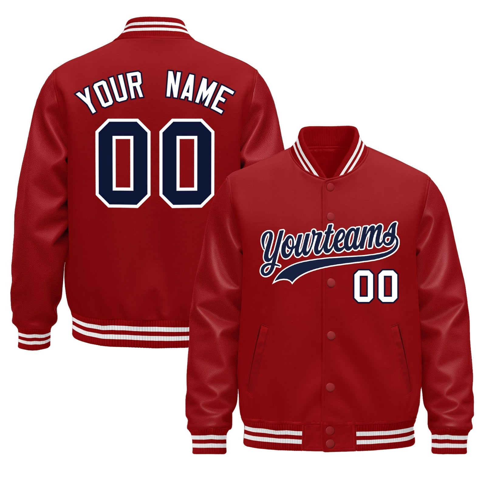 Custom Red White Jacket - Classic Style Leather Sleeves Wrinkle-Resistant