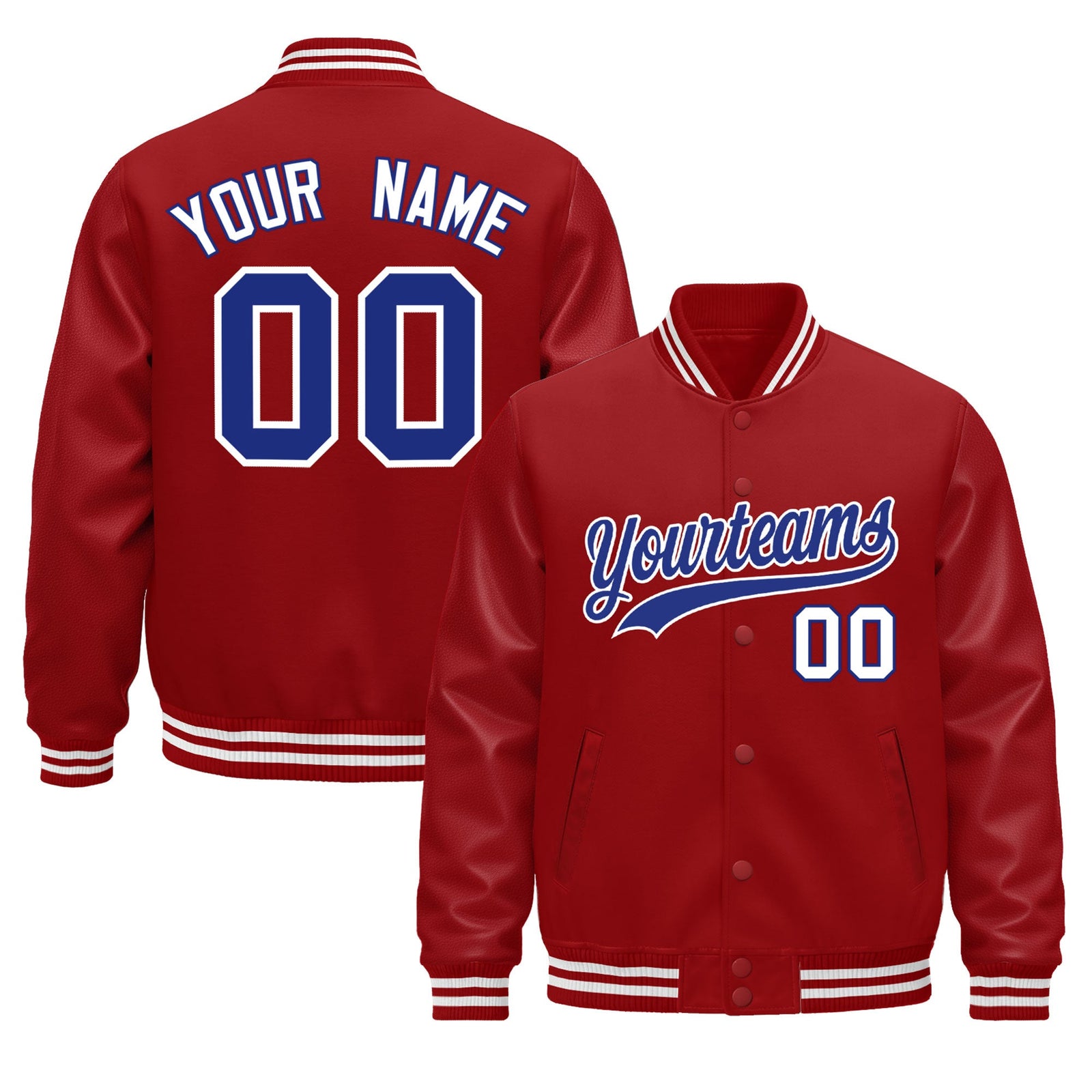 Custom Royal Blue White Classic Style Leather Sleeves Wrinkle-Resistant Jacket| KXKSHOP