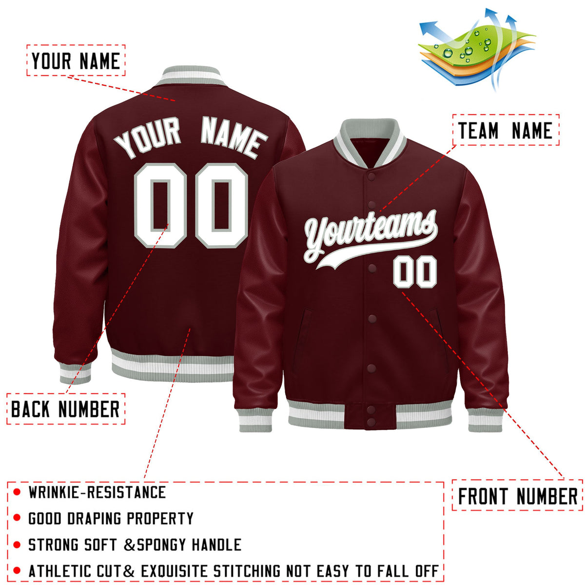 Custom Black Olive White Classic Style Leather Sleeves Wrinkle-Resistant Jacket| KXKSHOP