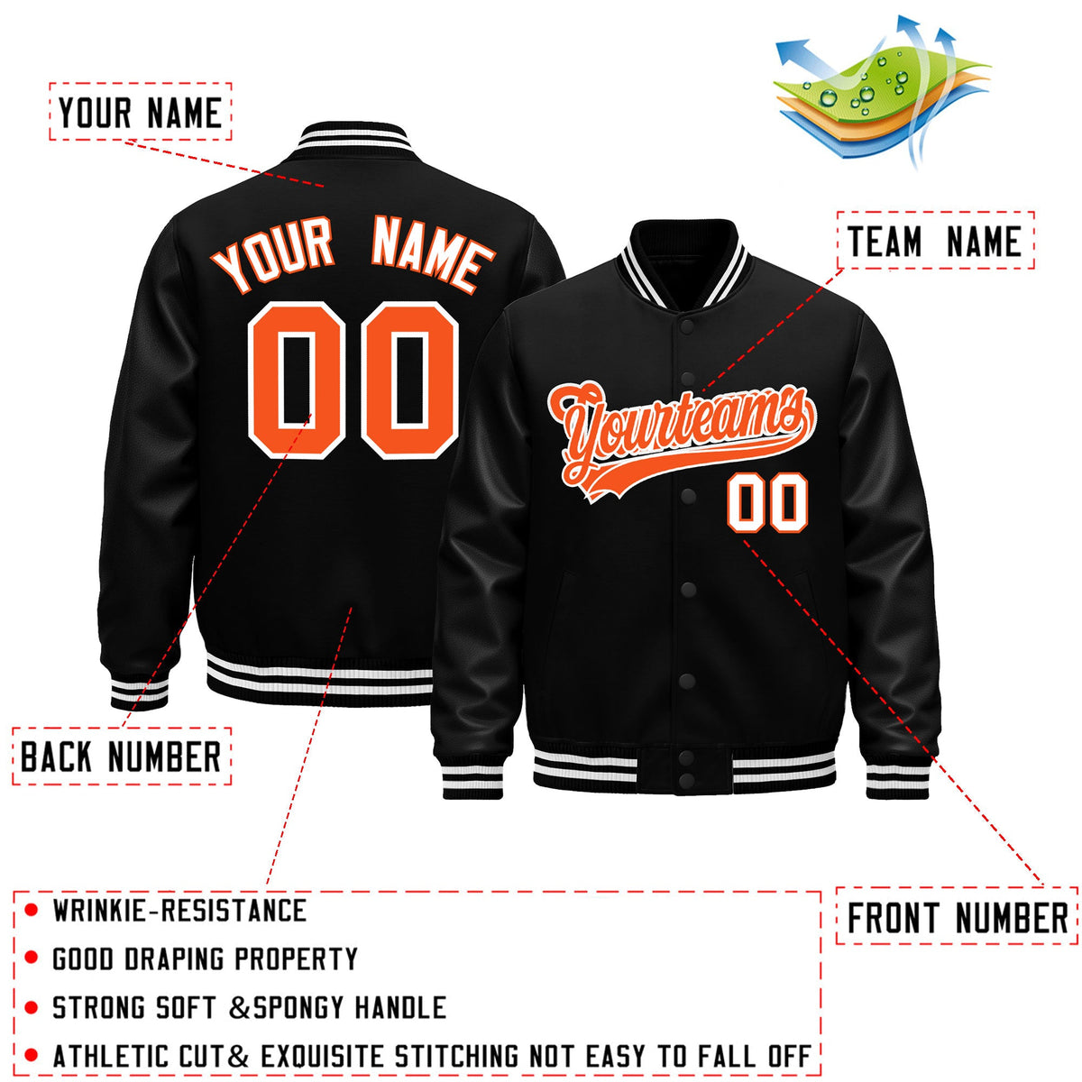 Custom Black White Classic Style Leather Sleeves Wrinkle-Resistant Jacket| KXKSHOP