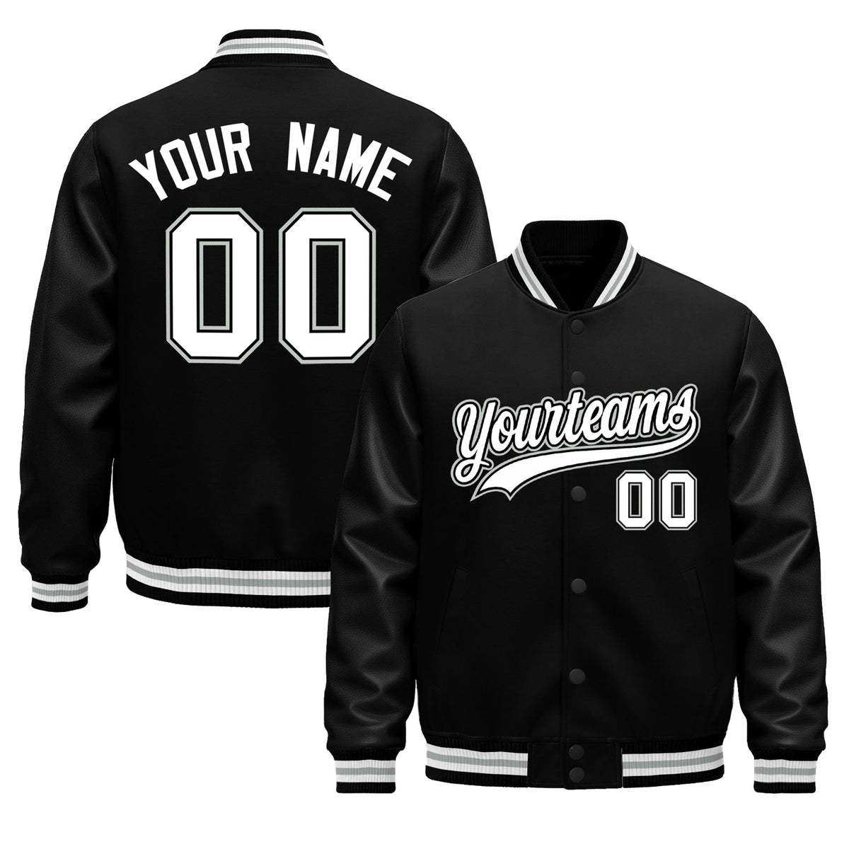 Custom Black White Gray Classic Style Leather Sleeves Wrinkle-Resistant Jacket| KXKSHOP