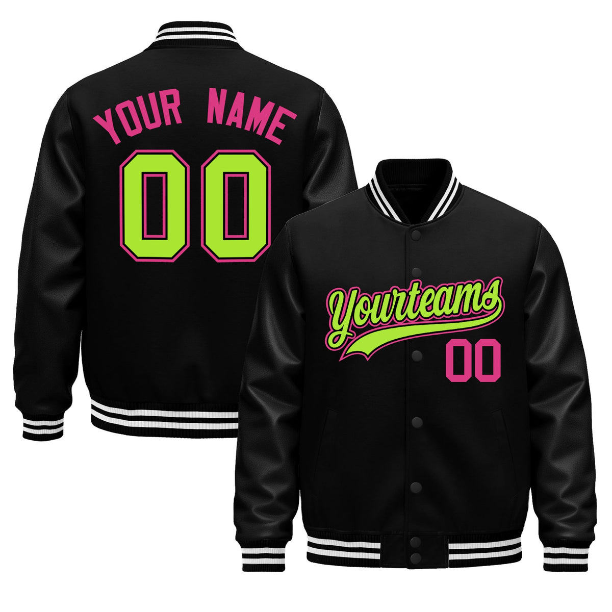 Custom Black White Classic Style Leather Sleeves Wrinkle-Resistant Jacket| KXKSHOP
