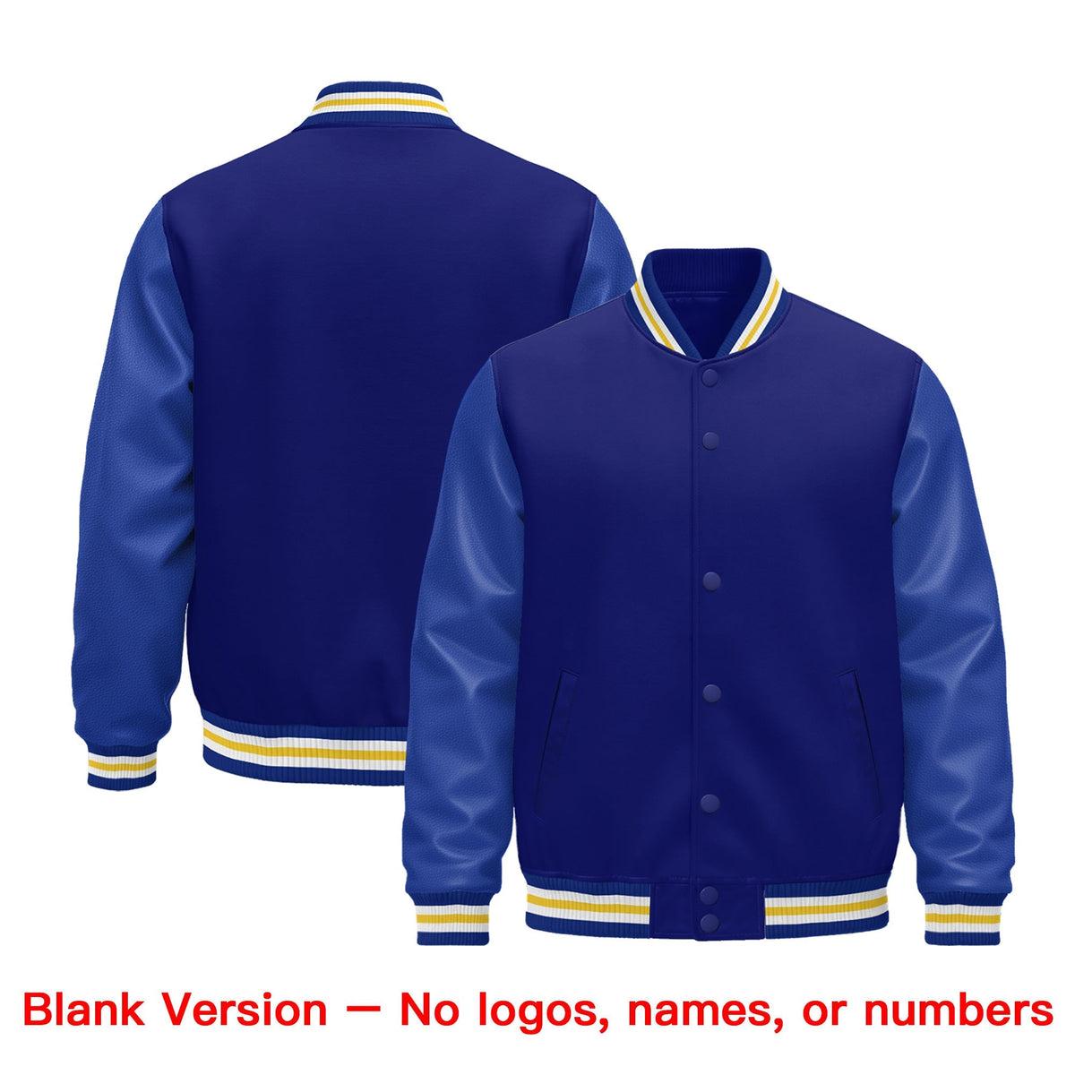 Custom Royal Blue White Classic Style Leather Sleeves Wrinkle-Resistant Jacket| KXKSHOP