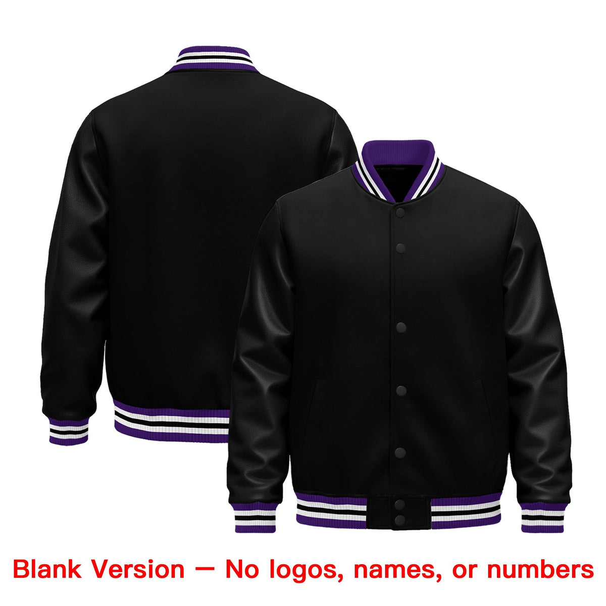 Custom Black Purple White Classic Style Leather Sleeves Wrinkle-Resistant Jacket| KXKSHOP