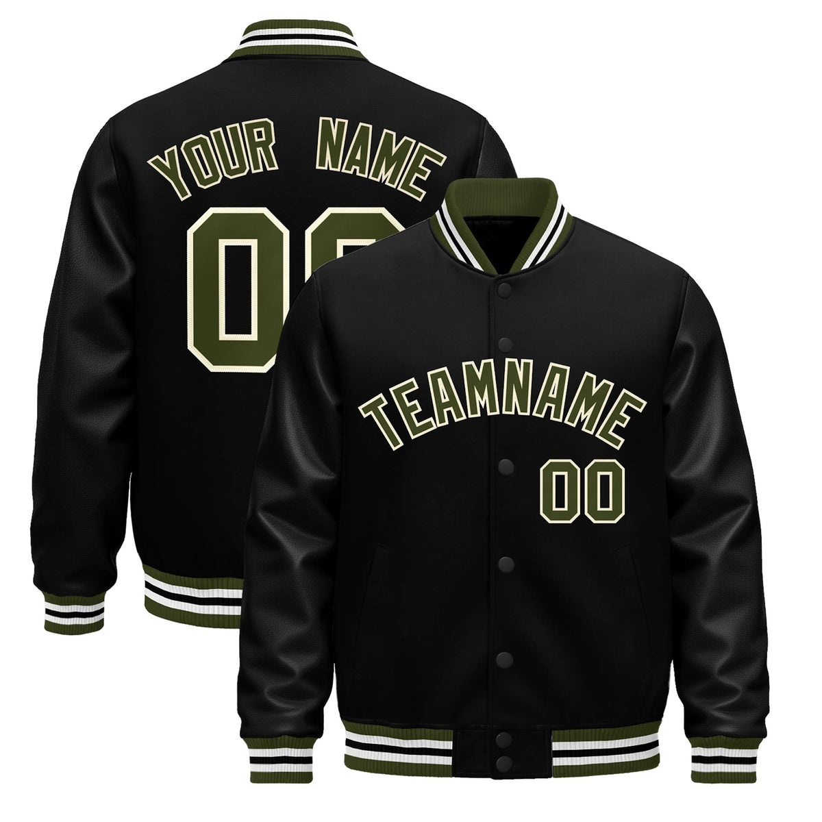 Custom Black Olive White Classic Style Leather Sleeves Wrinkle-Resistant Jacket| KXKSHOP