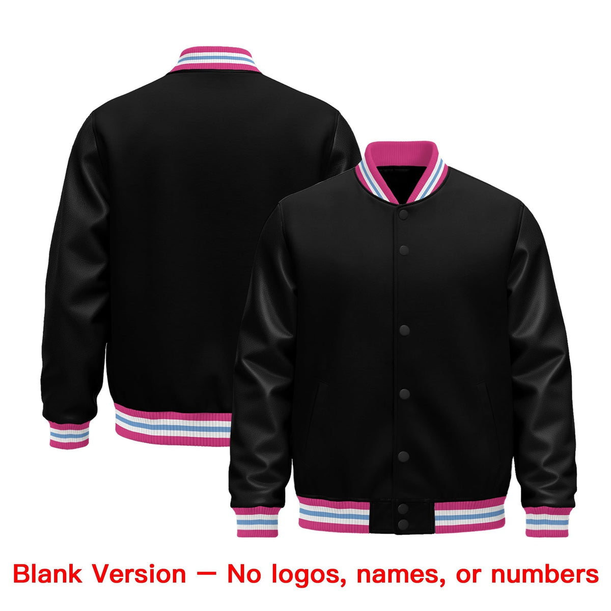 Custom Black Pink White Classic Style Leather Sleeves Wrinkle-Resistant Jacket| KXKSHOP