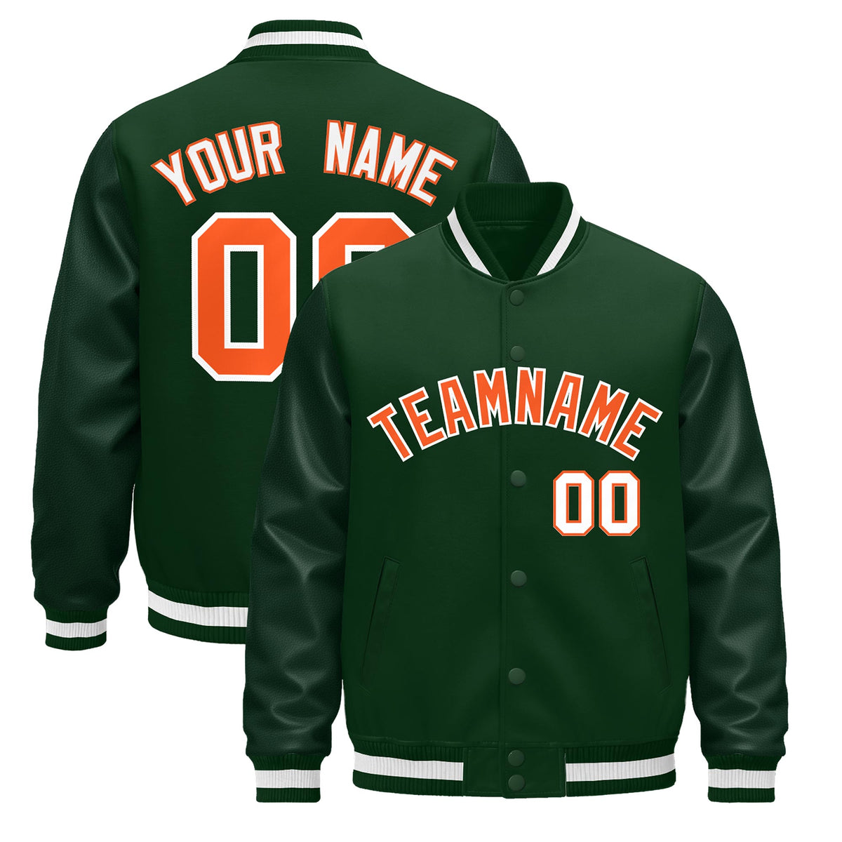 Custom Green White Jacket - Classic Style Leather Sleeves Wrinkle-Resistant