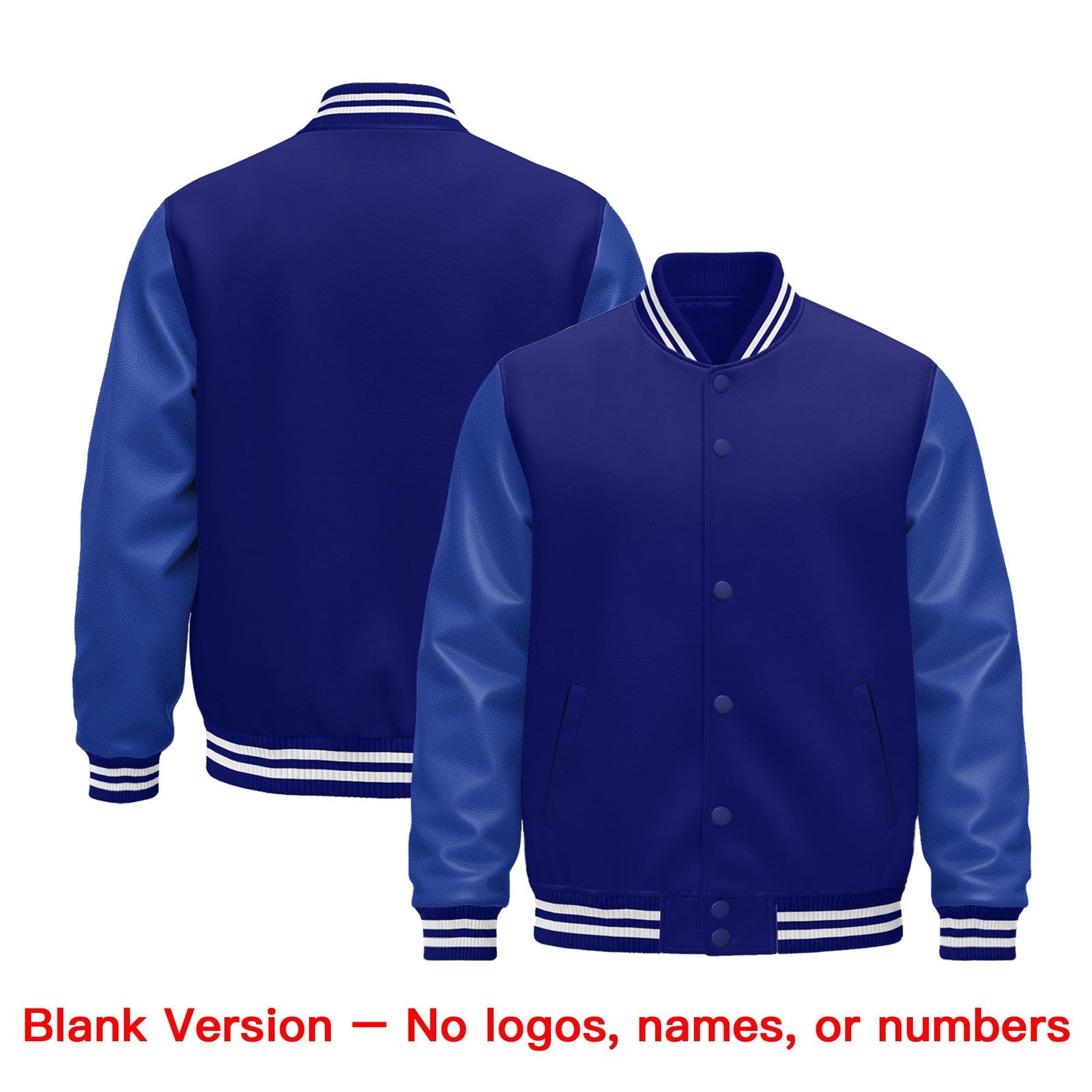 Custom White Pink Light Blue Classic Style Leather Sleeves Wrinkle-Resistant Jacket| KXKSHOP