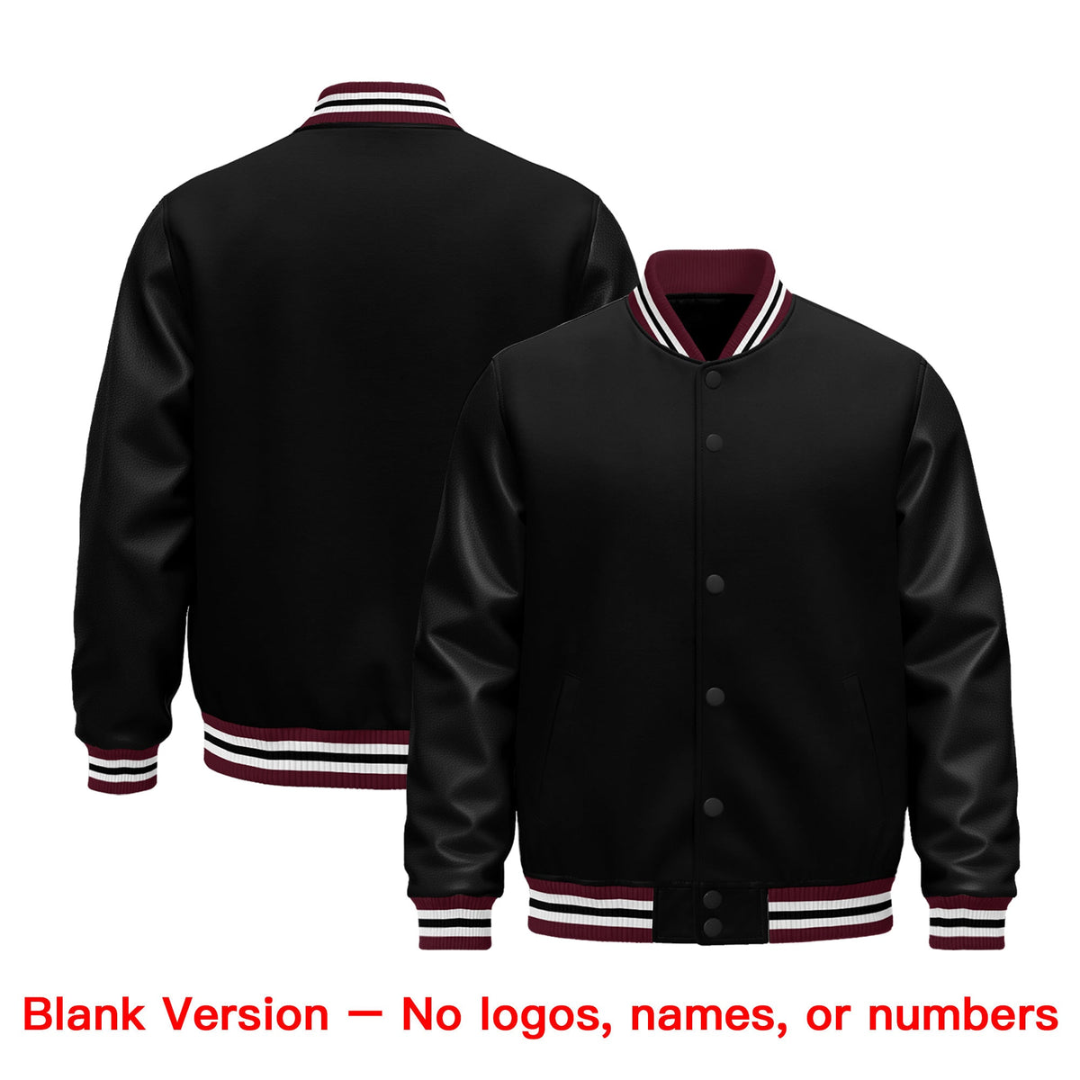 Custom Black Crimson White Classic Style Leather Sleeves Wrinkle-Resistant Jacket| KXKSHOP