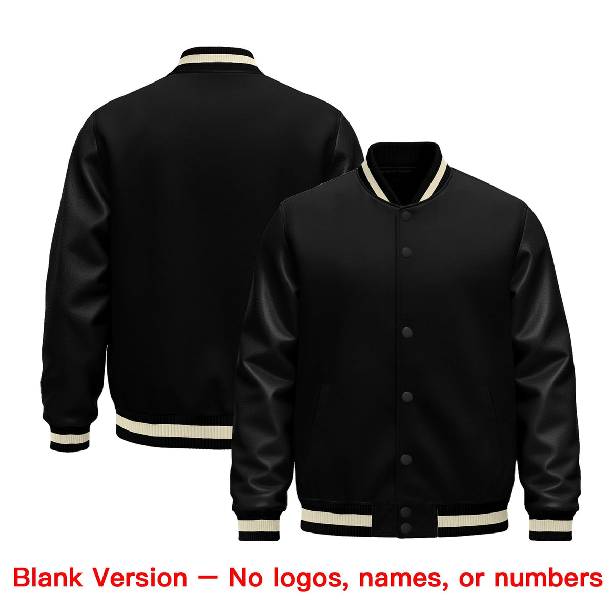 Custom Black Cream Classic Style Leather Sleeves Wrinkle-Resistant Jacket| KXKSHOP