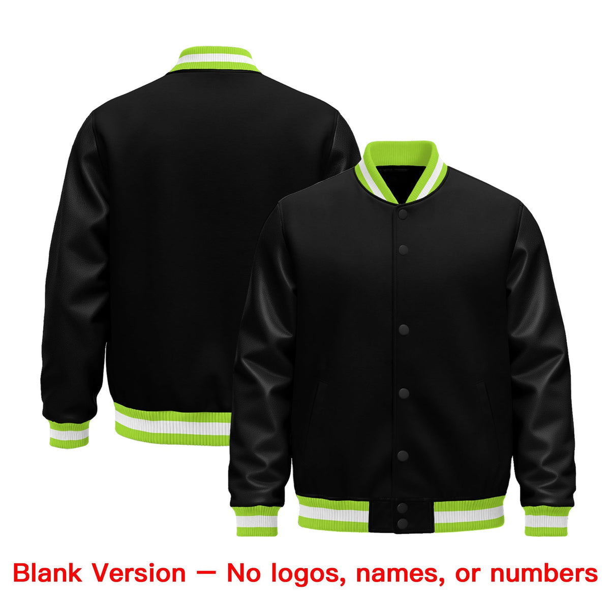 Custom Black Neon Green White Classic Style Leather Sleeves Wrinkle-Resistant Jacket| KXKSHOP