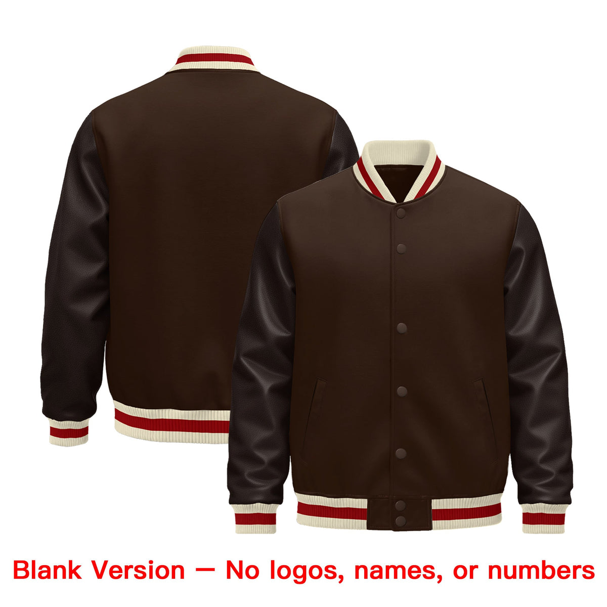 Custom Brown Cream Red Classic Style Leather Sleeves Wrinkle-Resistant Jacket| KXKSHOP