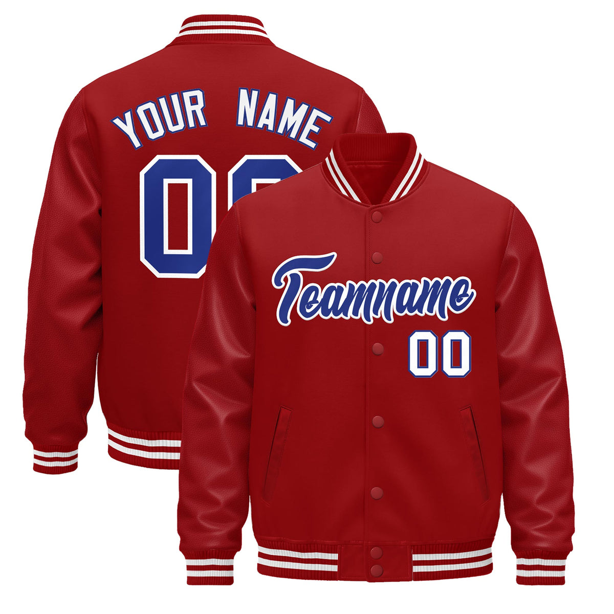 Custom Royal Blue White Classic Style Leather Sleeves Wrinkle-Resistant Jacket| KXKSHOP