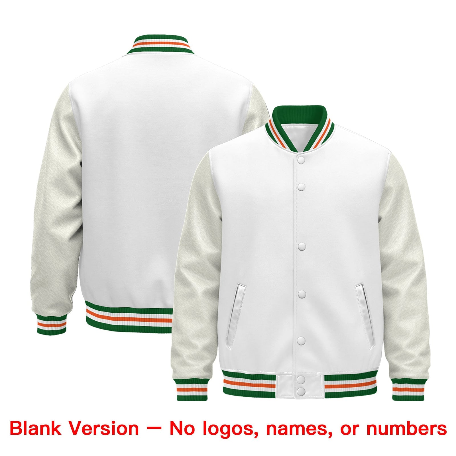 Custom White Kelly Green Orange Classic Style Leather Sleeves Wrinkle-Resistant Jacket| KXKSHOP