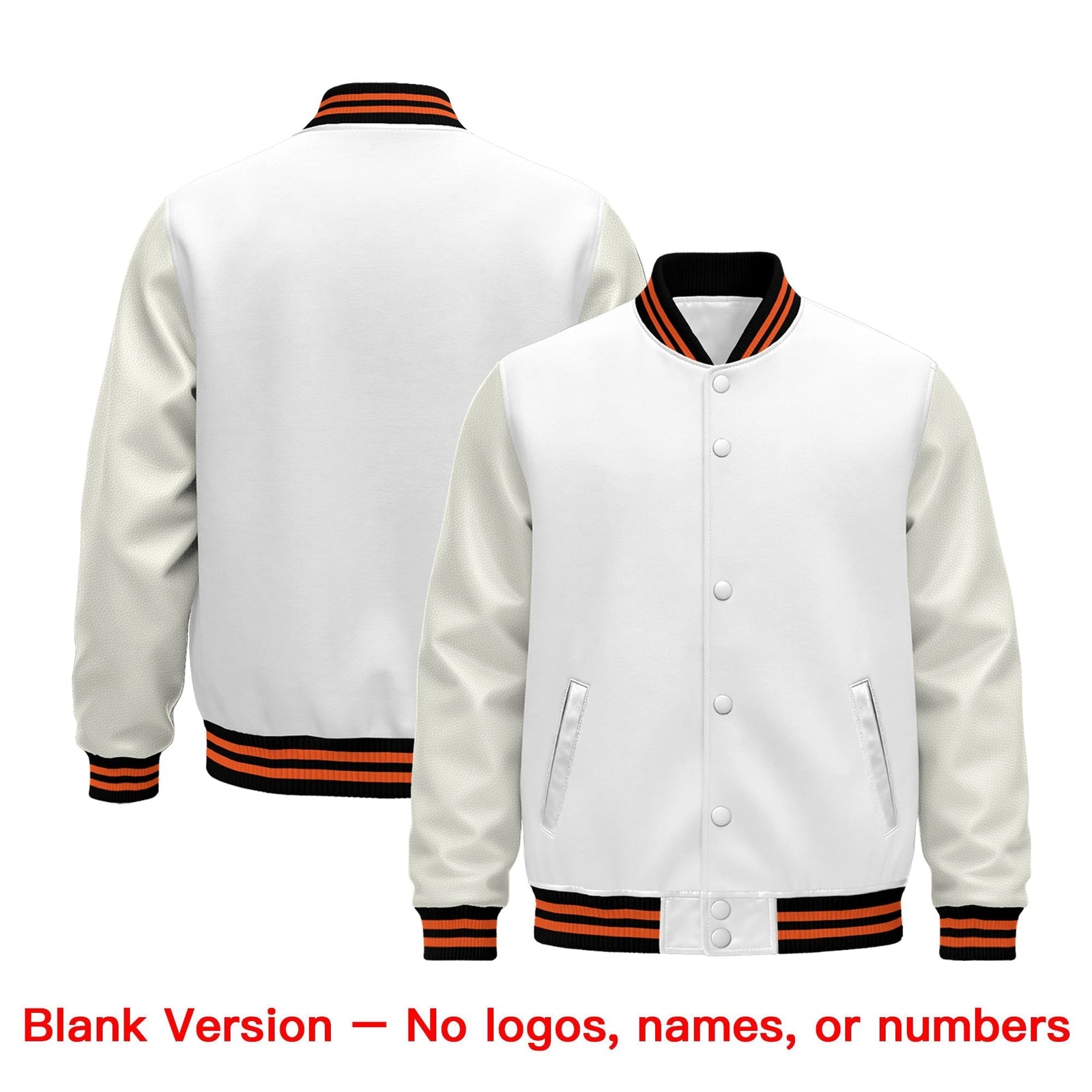 Custom White Black Orange Classic Style Leather Sleeves Wrinkle-Resistant Jacket| KXKSHOP