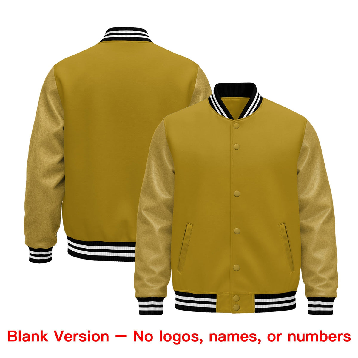 Custom Old Gold Black White Classic Style Leather Sleeves Wrinkle-Resistant Jacket| KXKSHOP