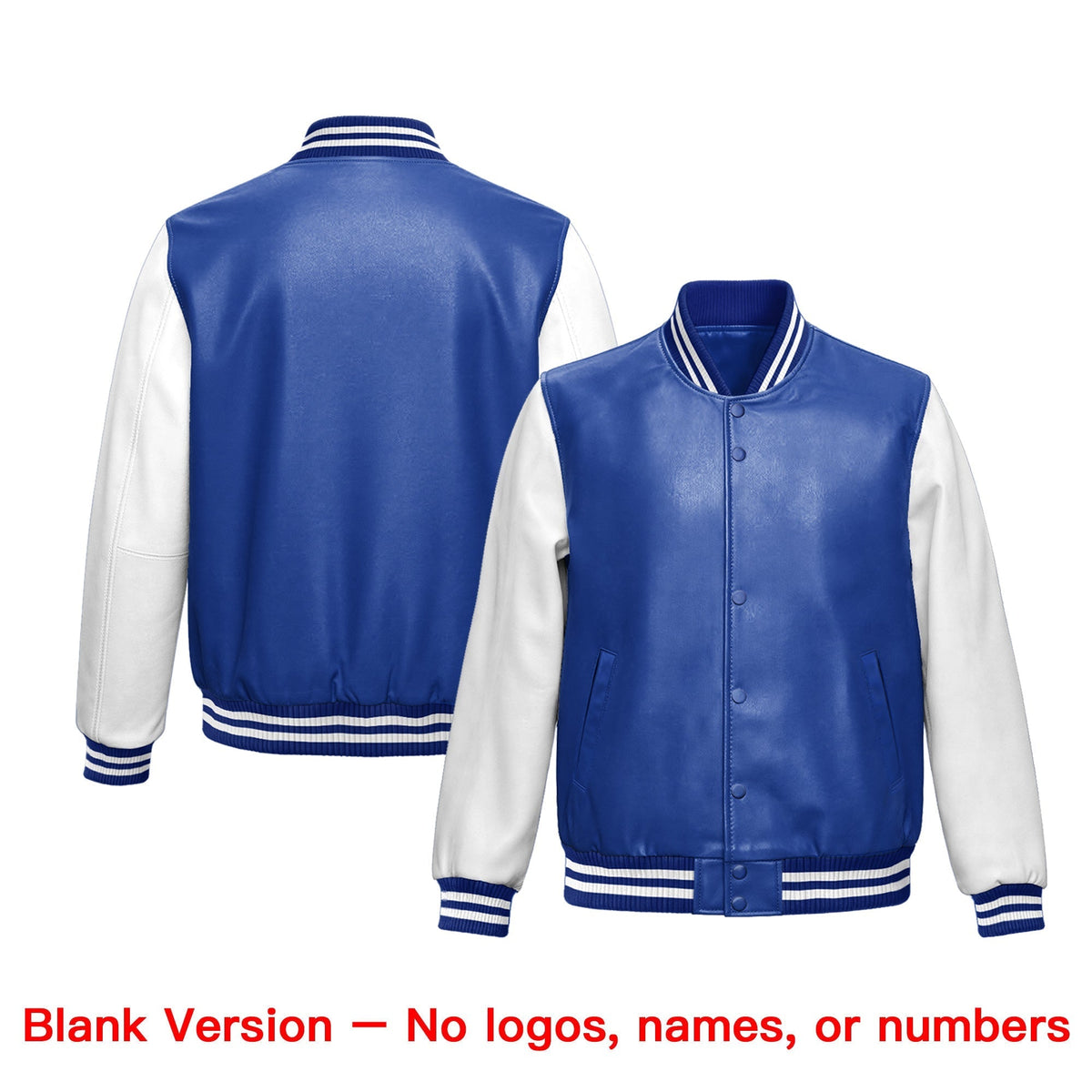Custom Royal Blue White Raglan Sleeves Full-Snap Varsity Faux Leather Letterman Jacket| KXKSHOP