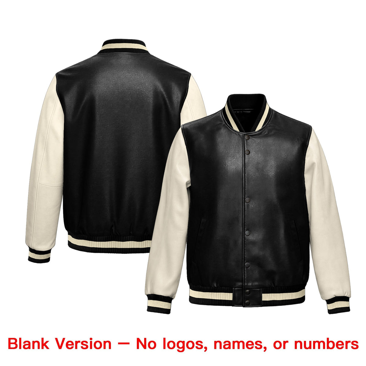 Custom Black Cream Raglan Sleeves Full-Snap Varsity Faux Leather Letterman Jacket| KXKSHOP