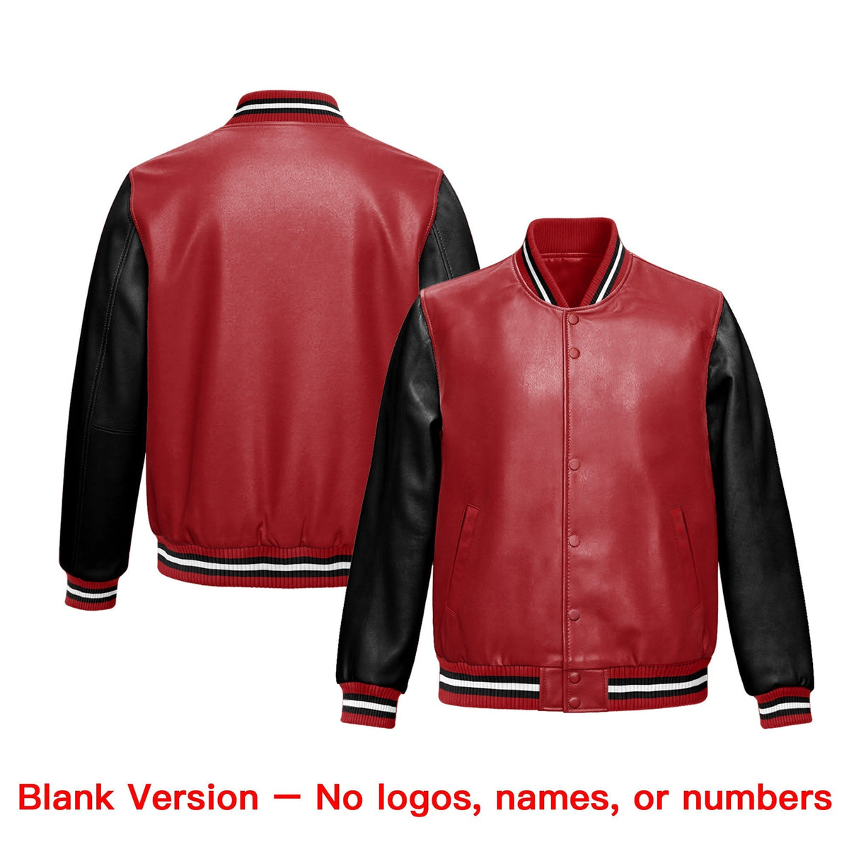 Custom Red Black Raglan Sleeves Full-Snap Varsity Faux Leather Letterman Jacket| KXKSHOP