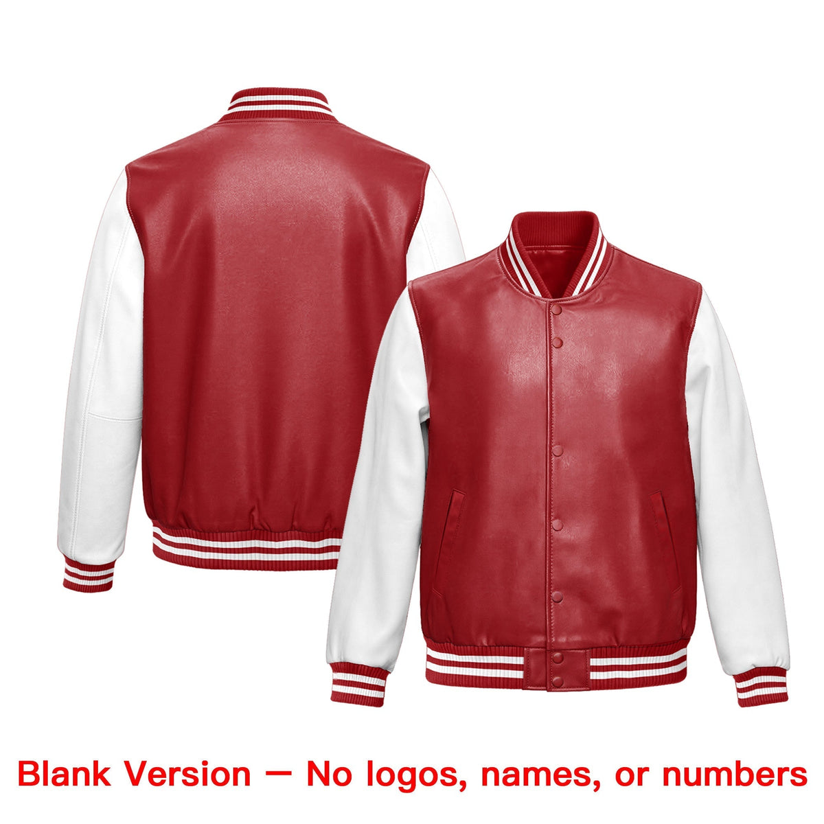 Custom Red White Dark Green Raglan Sleeves Full-Snap Varsity Faux Leather Letterman Jacket| KXKSHOP