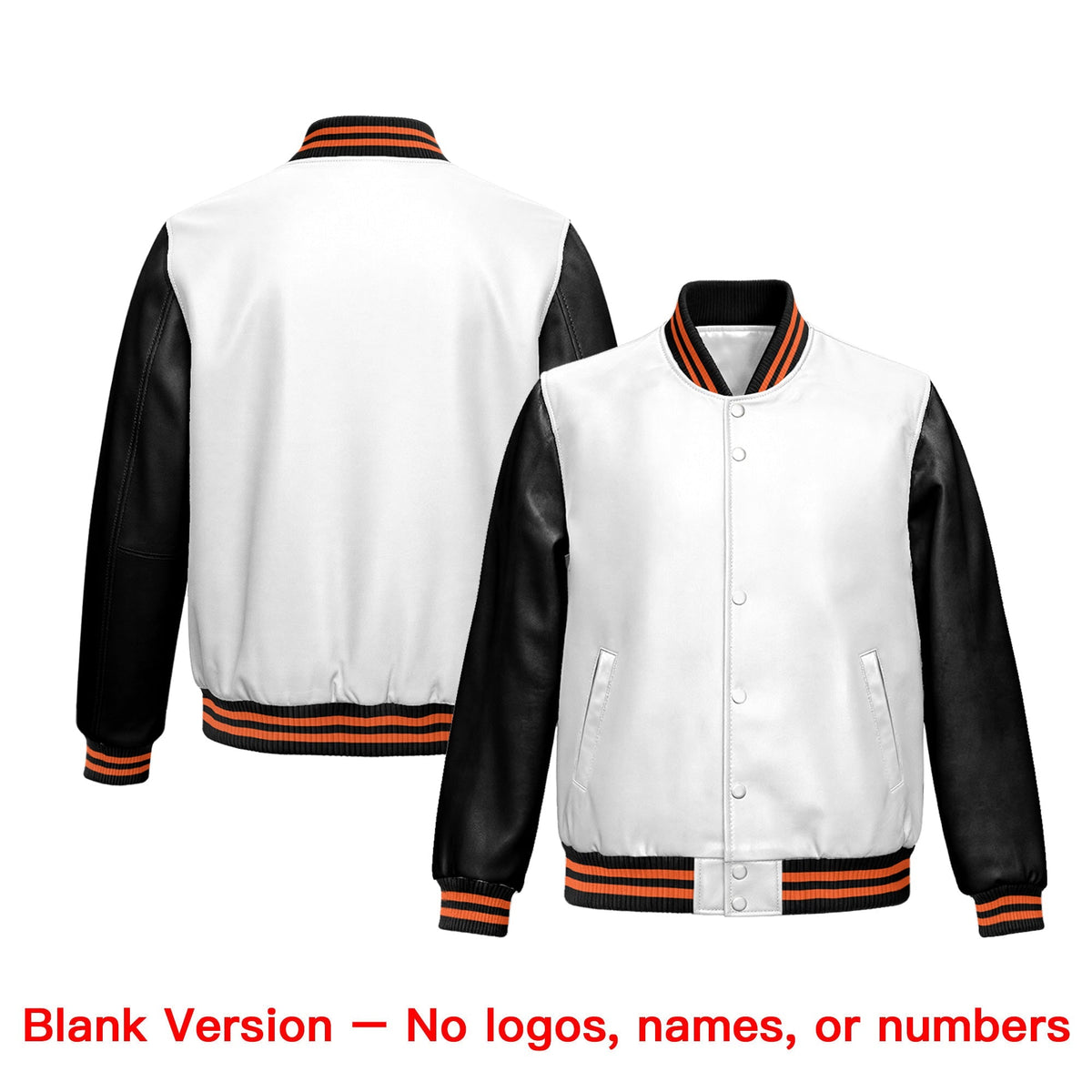 Custom Black White Raglan Sleeves Full-Snap Faux Leather Letterman Jacket| KXKSHOP