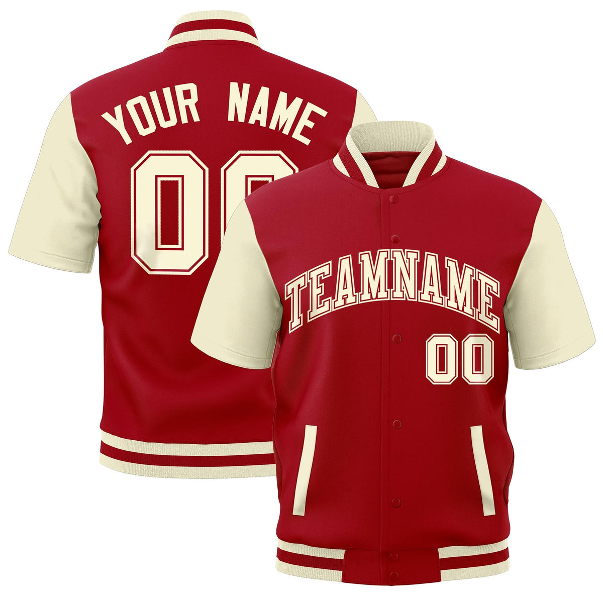 Custom Cream Red Full-Snap Classic Style Jacket| KXKSHOP
