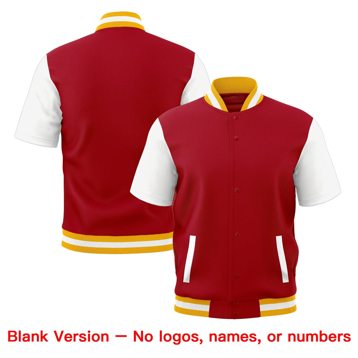 Custom Red White Gold Full-Snap Classic Style Jacket| KXKSHOP