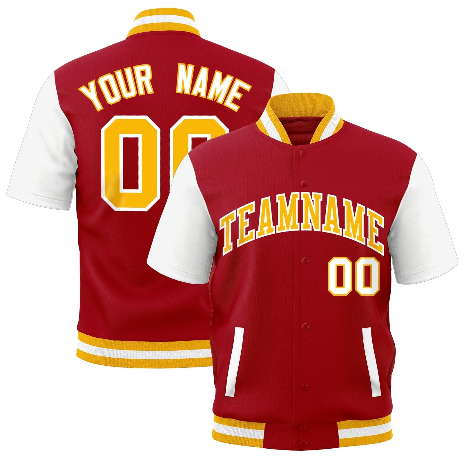 Custom Red White Gold Full-Snap Classic Style Jacket| KXKSHOP