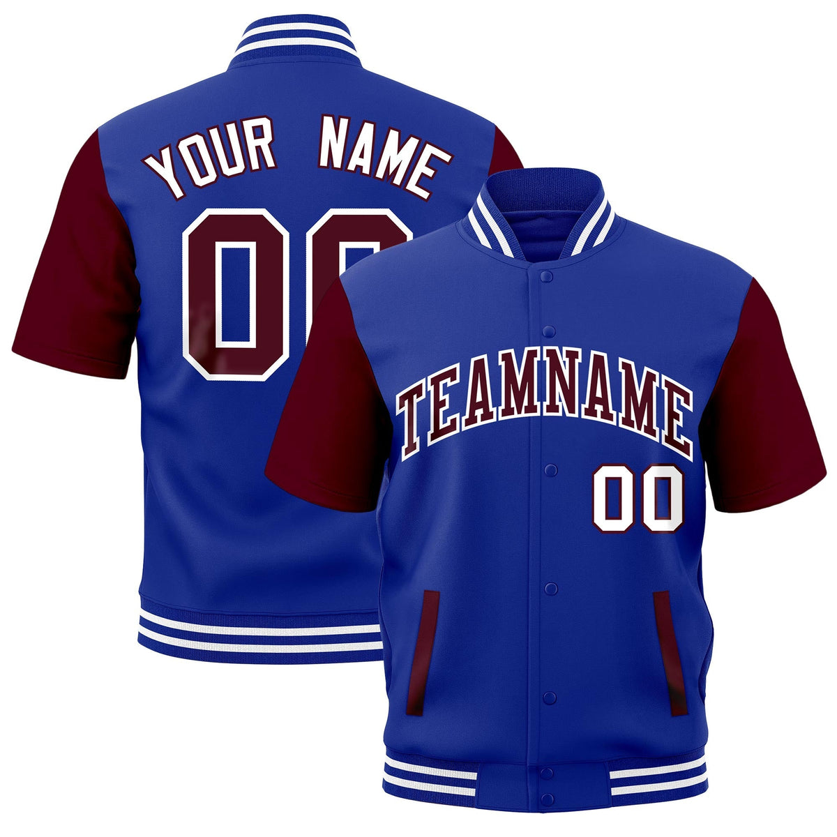 Custom Gray Royal Blue White Full-Snap Classic Style Jacket| KXKSHOP