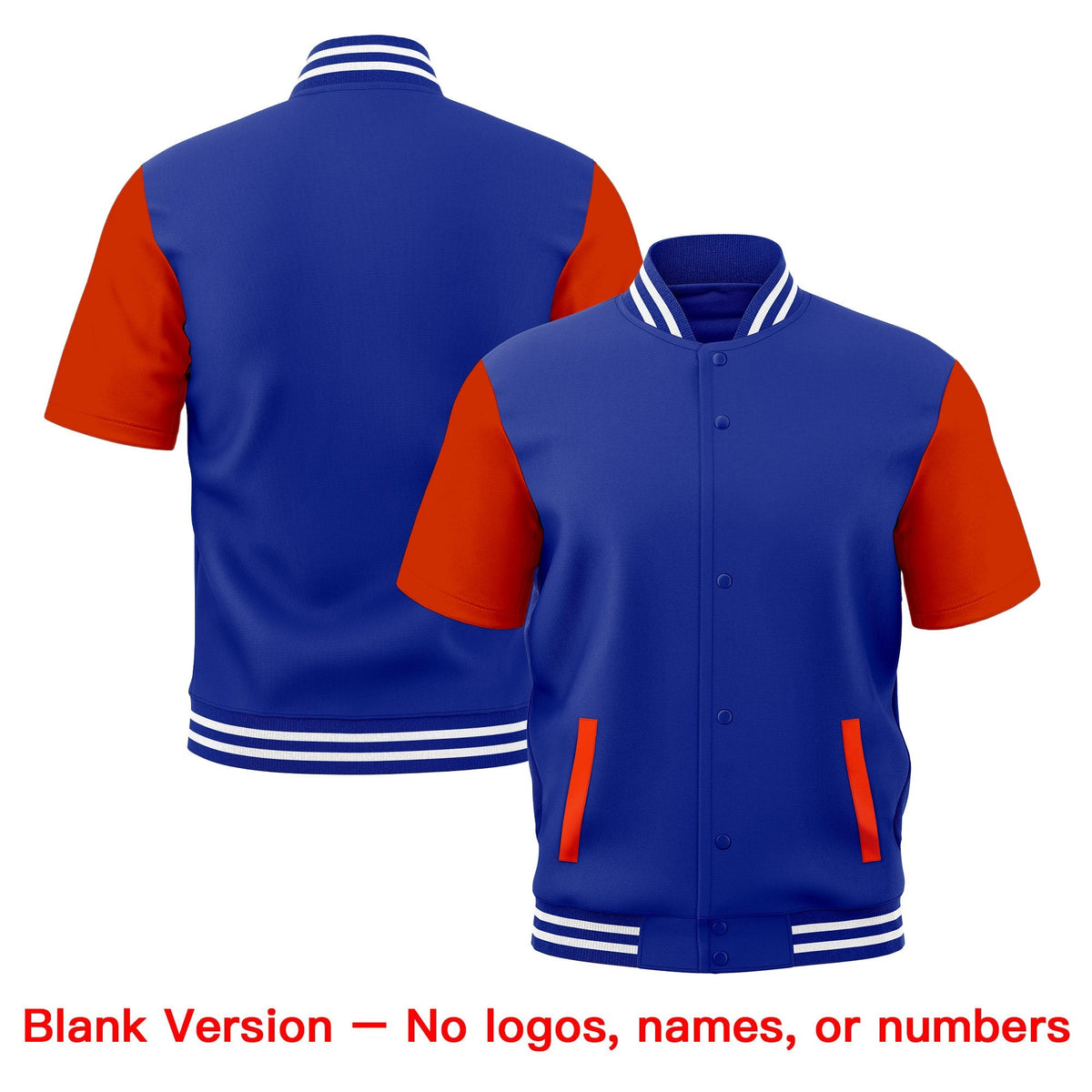 Custom Orange Royal Blue White Full-Snap Classic Style Jacket| KXKSHOP