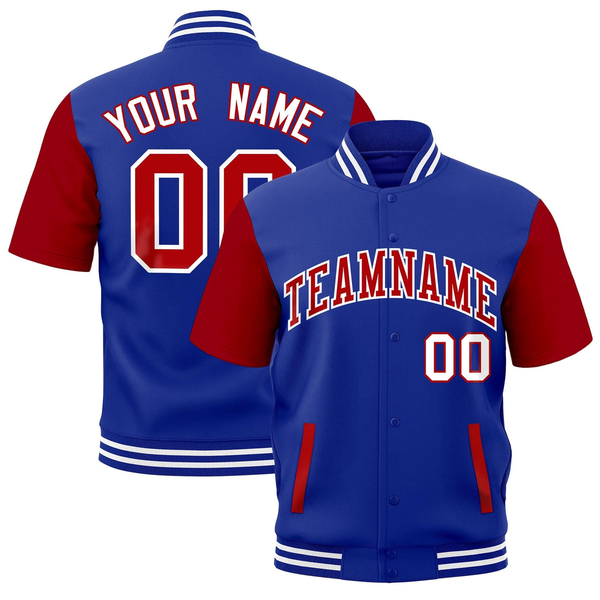 Custom Red Royal Blue White Full-Snap Classic Style Jacket| KXKSHOP